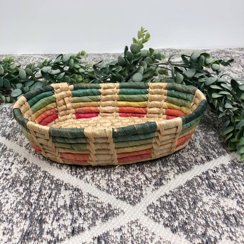 Rainbow woven whicker basket
